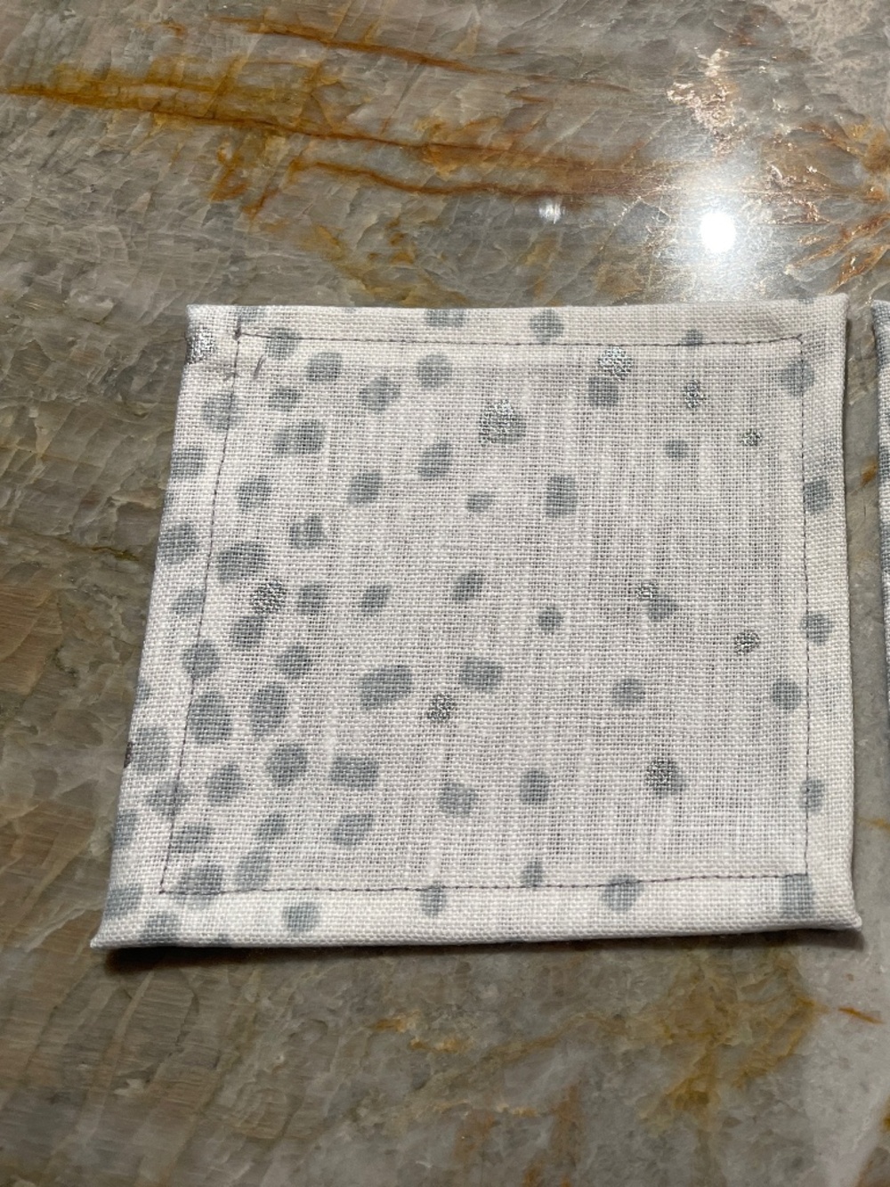 Set of 8 Cloth Napkins, Cream with Gray 5”